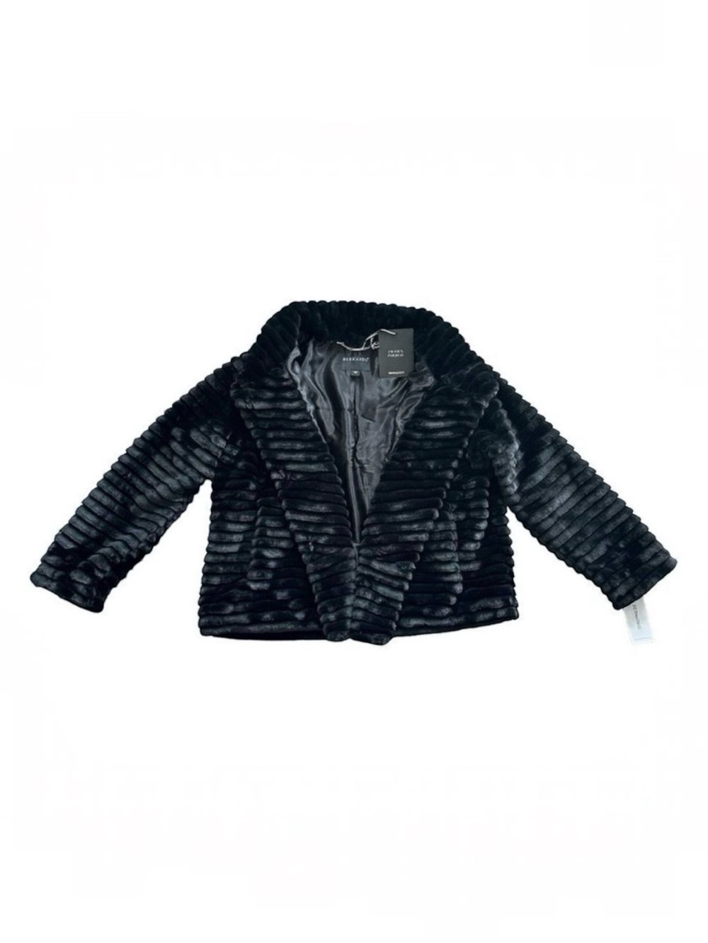 Bernardo NWT Grooved Faux Fur Jacket Black XXL 20 22 Cozy Plush